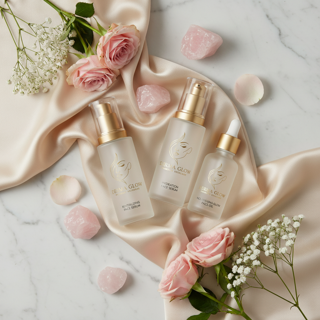 Flat lay with flowers and crystals